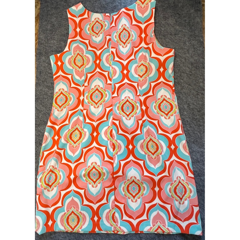 R&K Womens Orange Teal Geometric Medallion Print Sleeveless Shift Dress Size 18